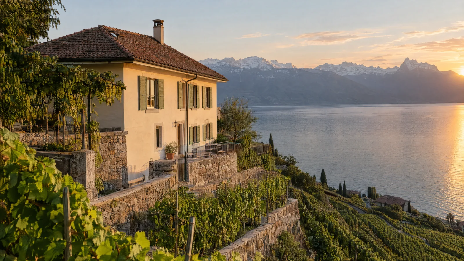 Maison vigneronne rénovée au-dessus du Léman